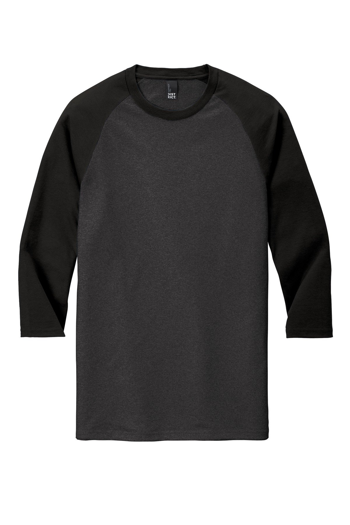 DM136_blackblackfrost_flat_front District Perfect Tri 3/4-Sleeve Raglan.