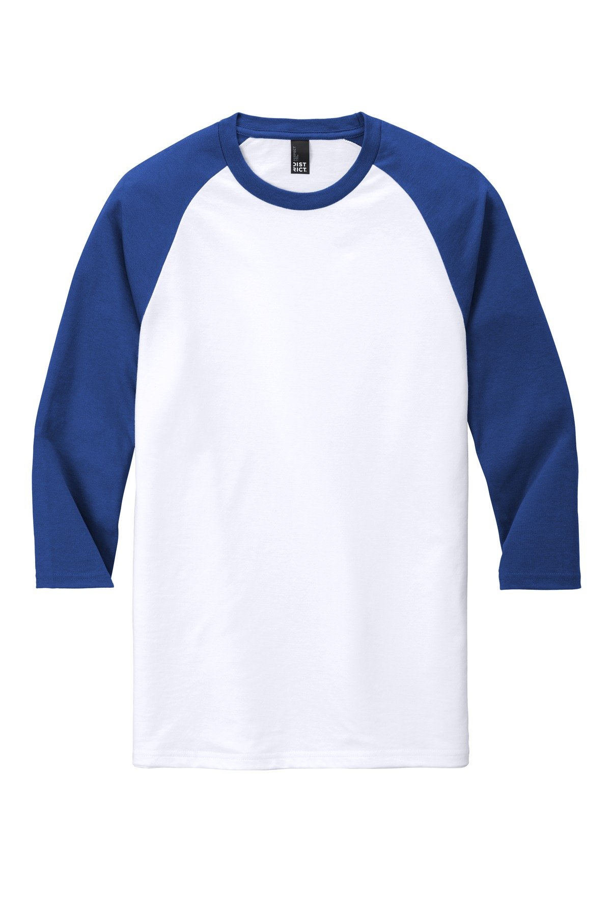 DM136_deerproyalwhite_flat_front District Perfect Tri 3/4-Sleeve Raglan.