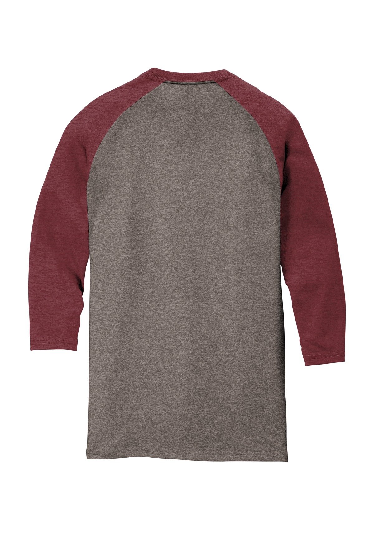 DM136_maroonfrostgreyfrost_flat_back District Perfect Tri 3/4-Sleeve Raglan.