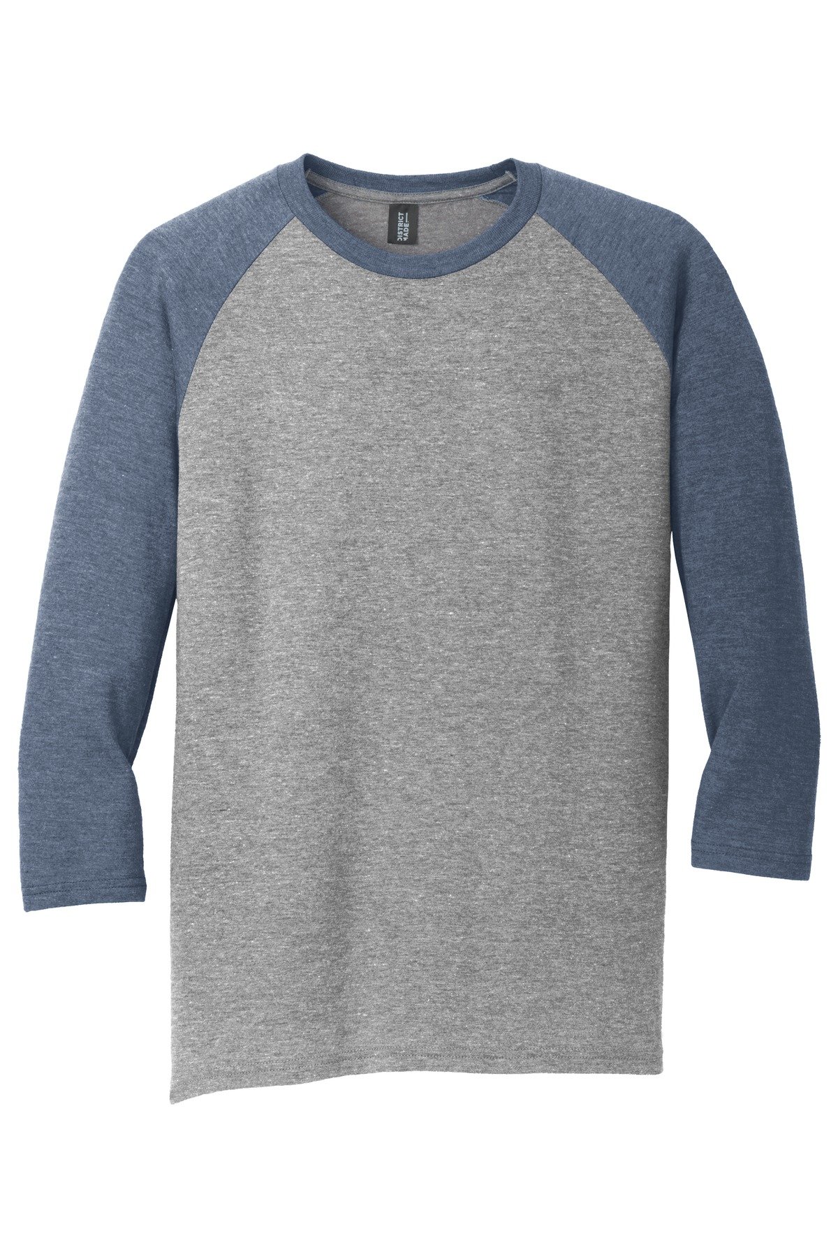 DM136_navyfrostgrey_flat_front District Perfect Tri 3/4-Sleeve Raglan.