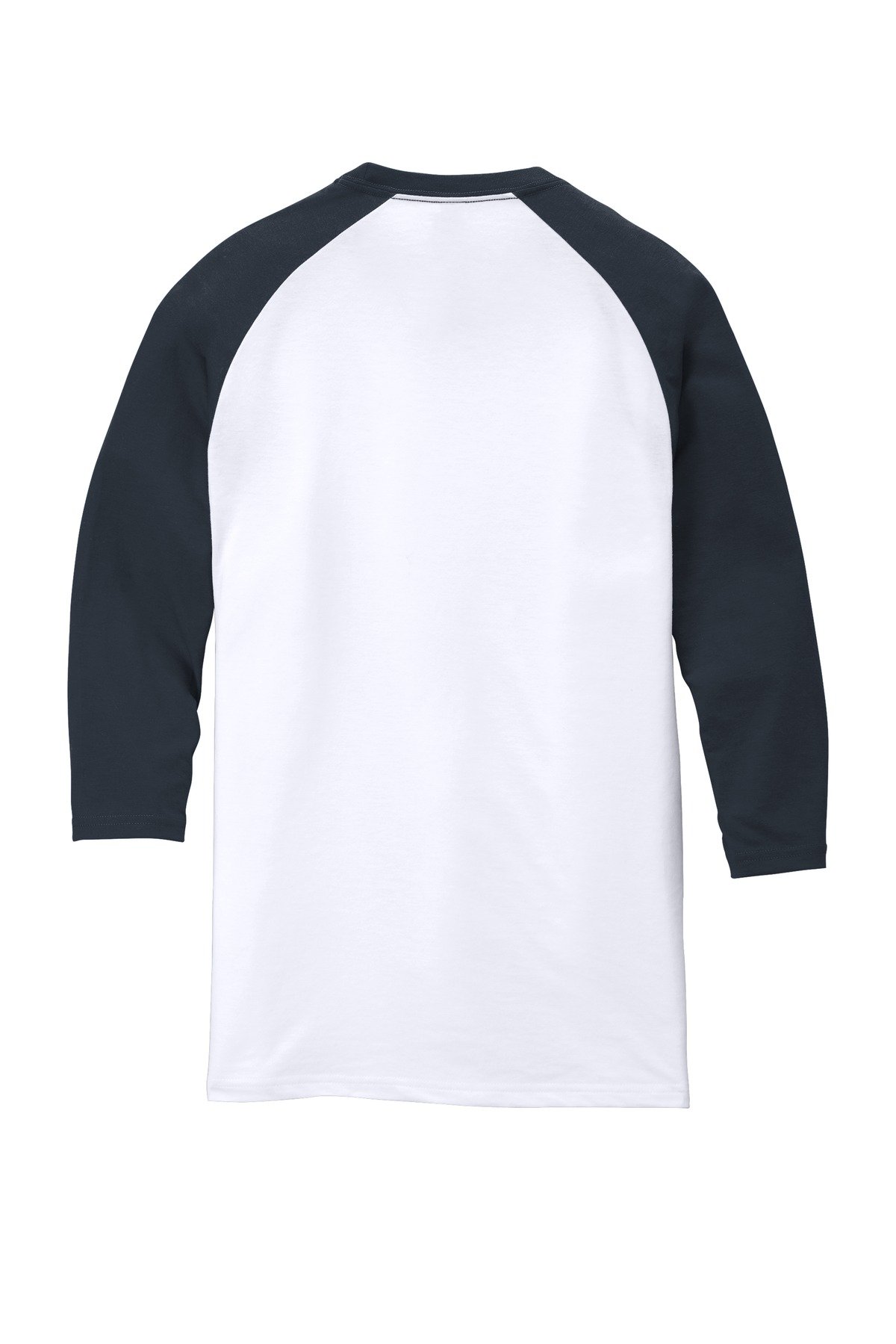 DM136_newnavywhite_flat_back District Perfect Tri 3/4-Sleeve Raglan.