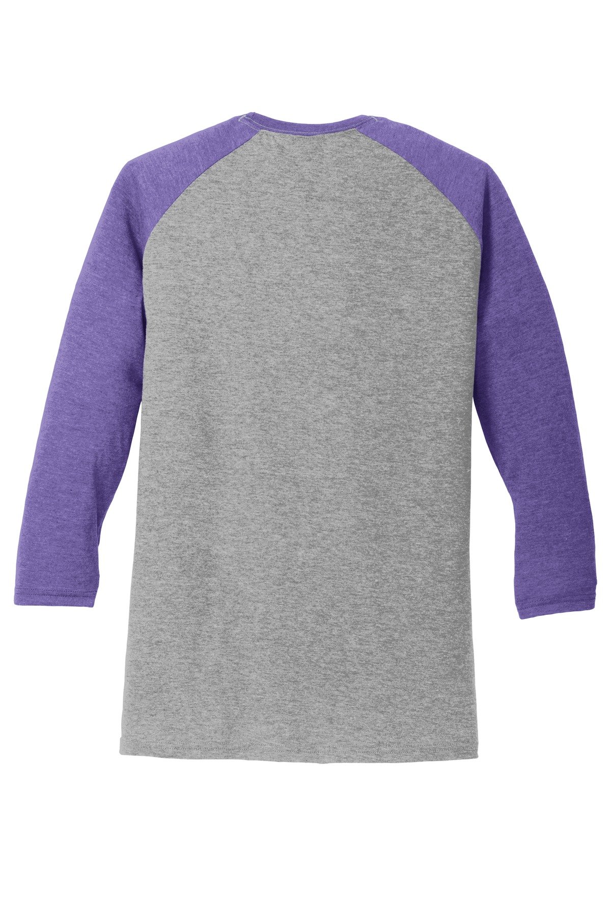 DM136_purplefrostgreyfrost_flat_back District Perfect Tri 3/4-Sleeve Raglan.