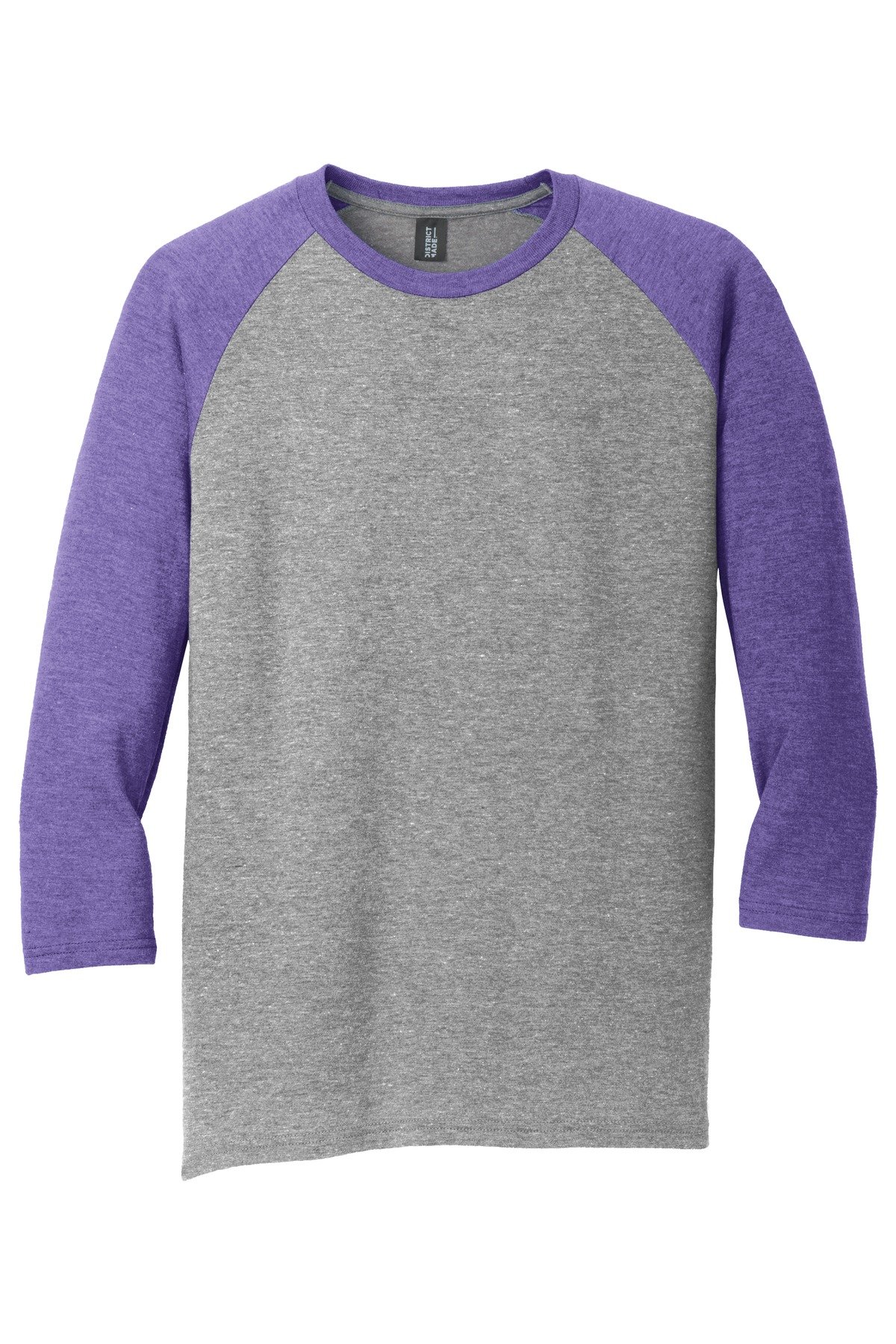 DM136_purplefrostgreyfrost_flat_front District Perfect Tri 3/4-Sleeve Raglan.