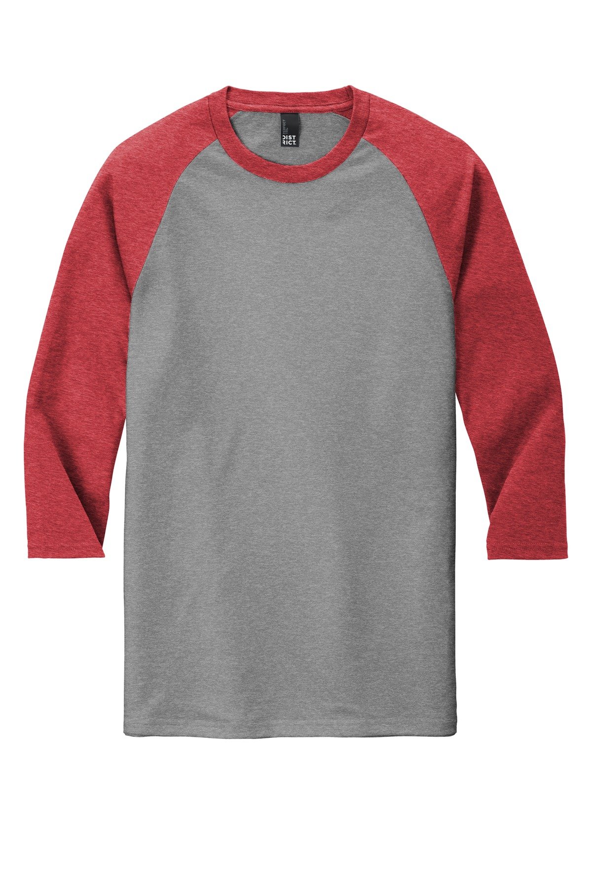 DM136_redfrostgreyfrost_flat_front District Perfect Tri 3/4-Sleeve Raglan.