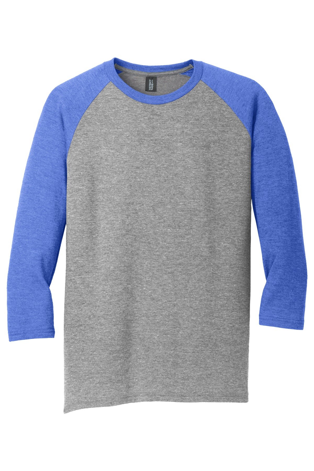 DM136_royalfrostgreyforst_flat_front District Perfect Tri 3/4-Sleeve Raglan.