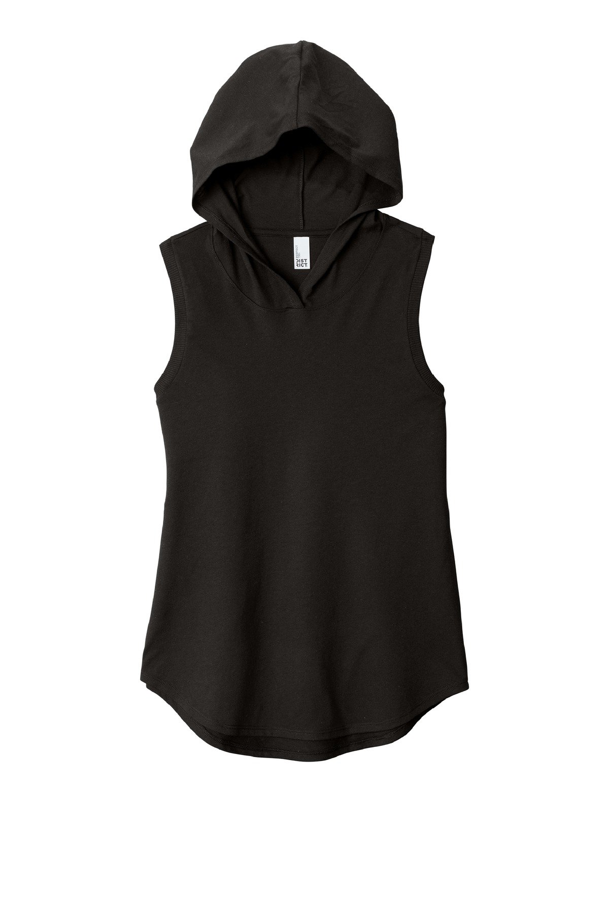 DT1375_black_flat_front District Women's Perfect Tri Sleeveless Hoodie