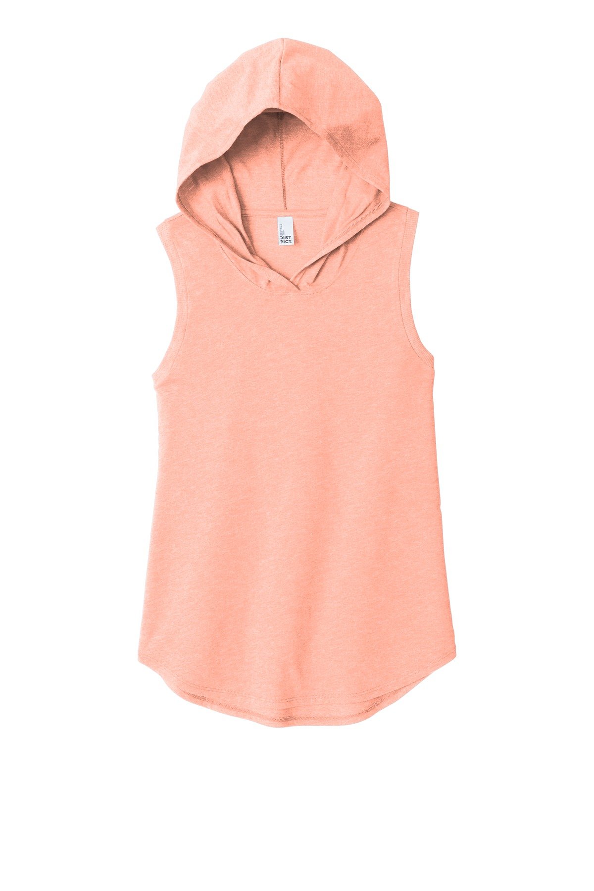 DT1375_heathereddustypeach_flat_front District Women's Perfect Tri Sleeveless Hoodie