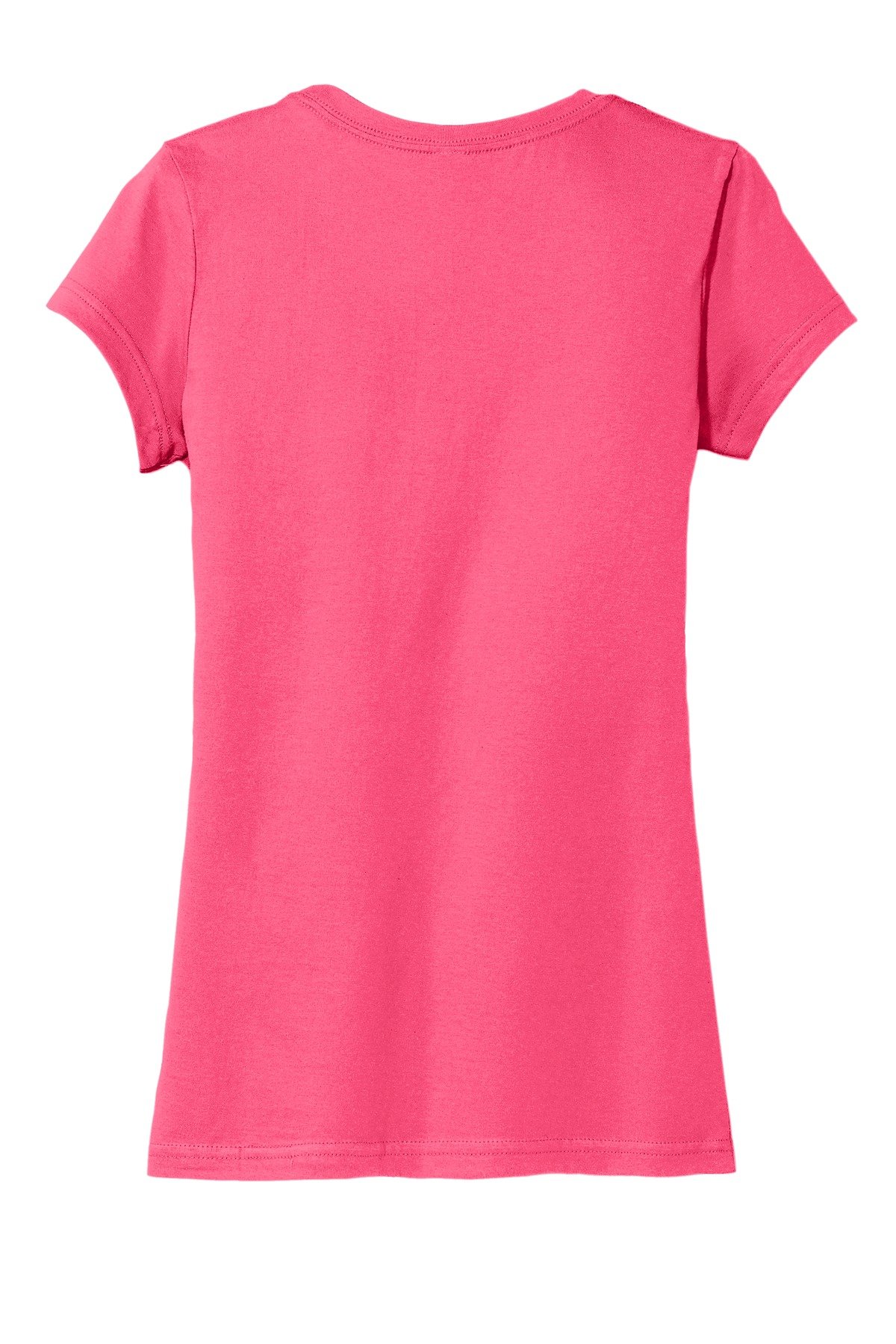 DT6001_neonpink_flat_back District Women's Fitted Very Important Tee