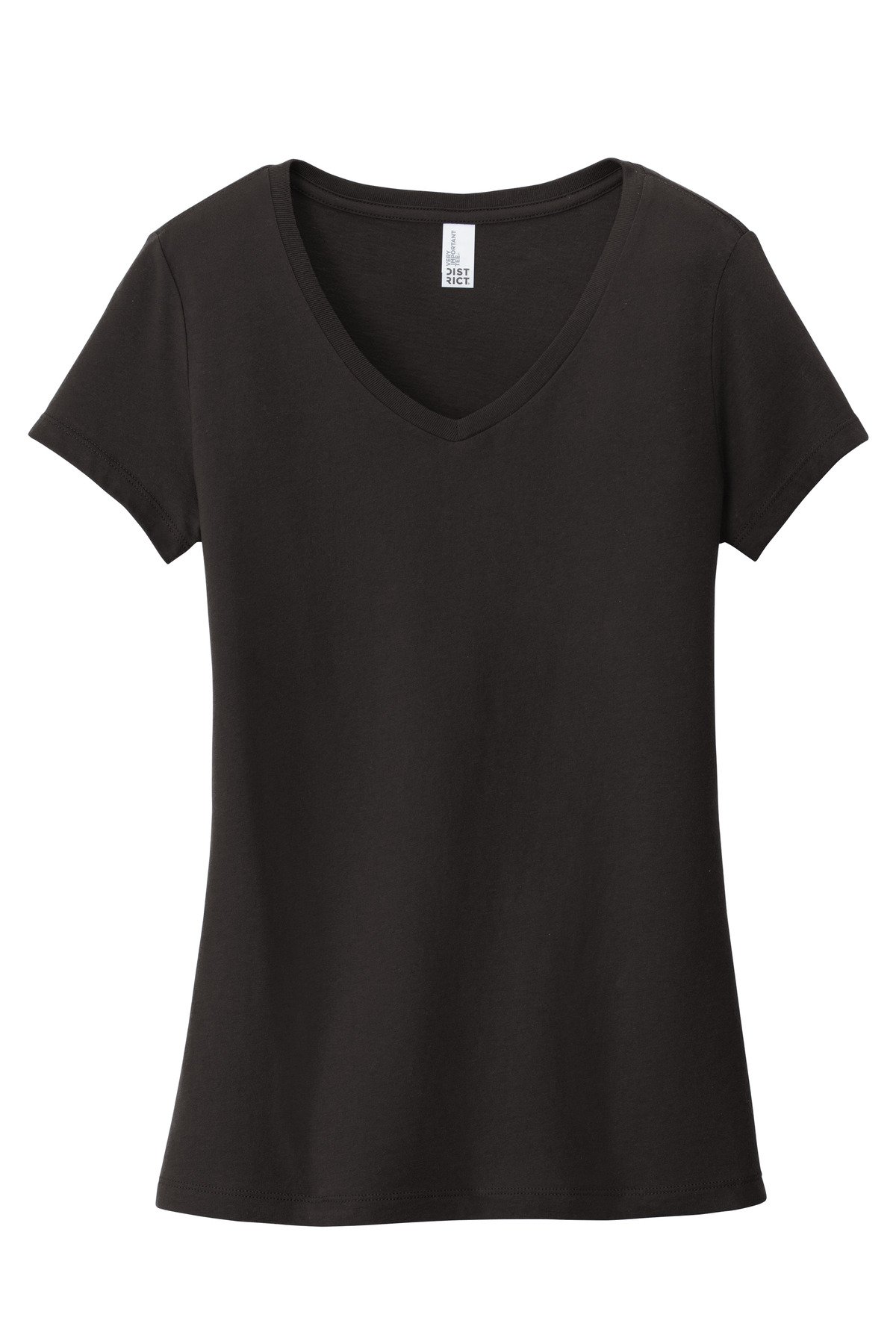 DT6503_black_flat_front District Women's Very Important Tee V-Neck.