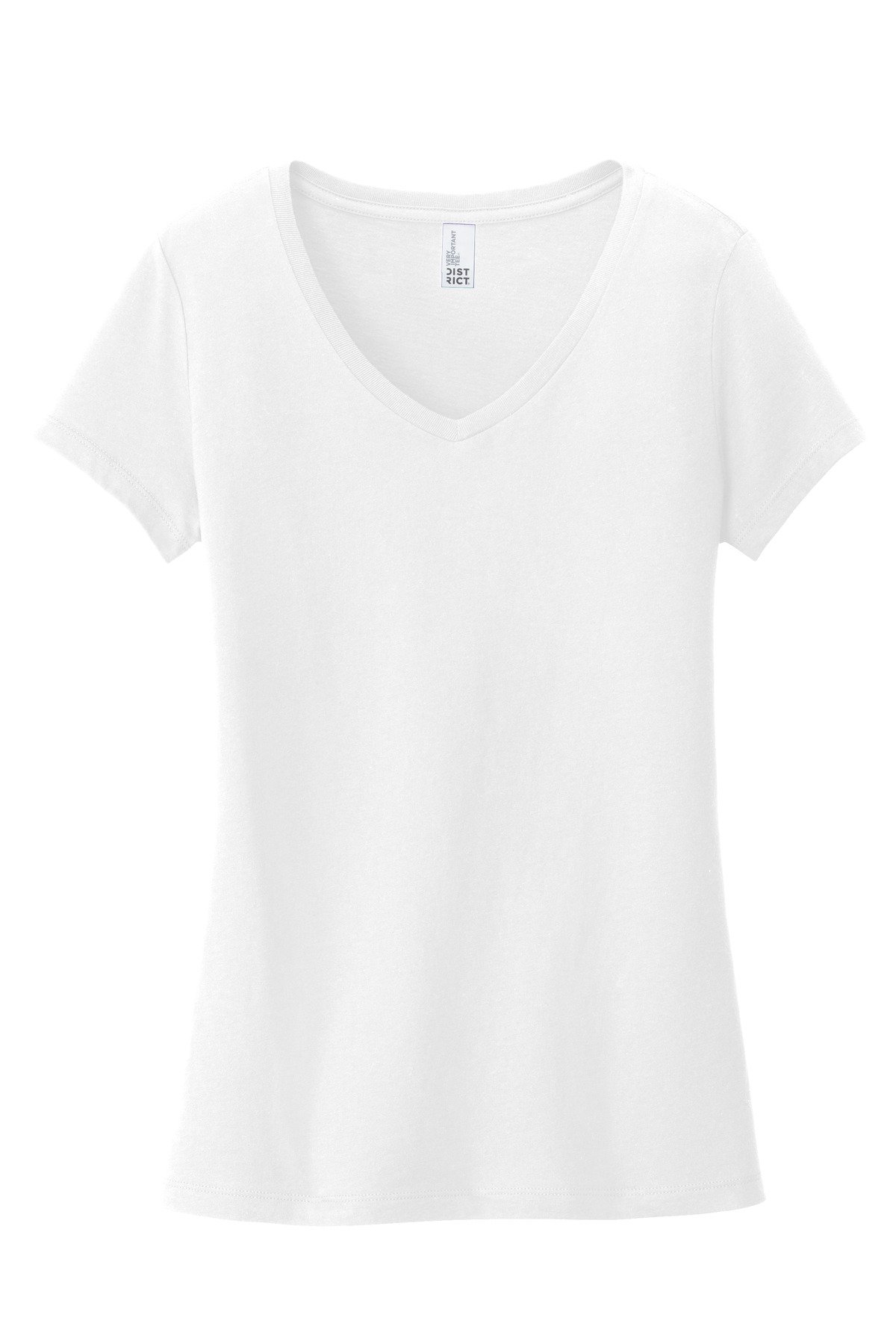DT6503_white_flat_front District Women's Very Important Tee V-Neck.