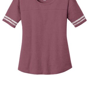 District woman cardinal and white tee