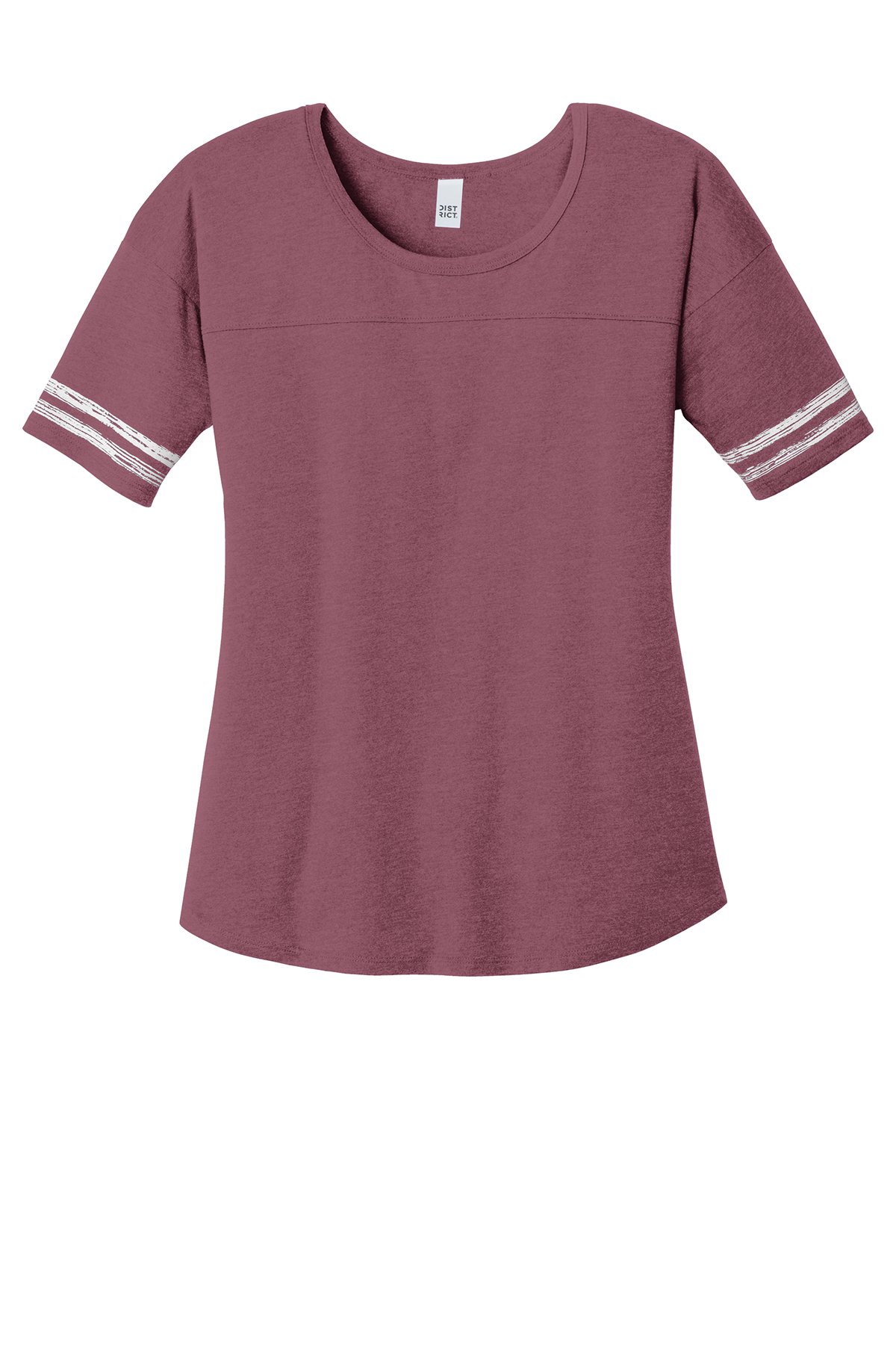 District ® Women’s Scorecard Tee DT487 01 District woman cardinal and white tee