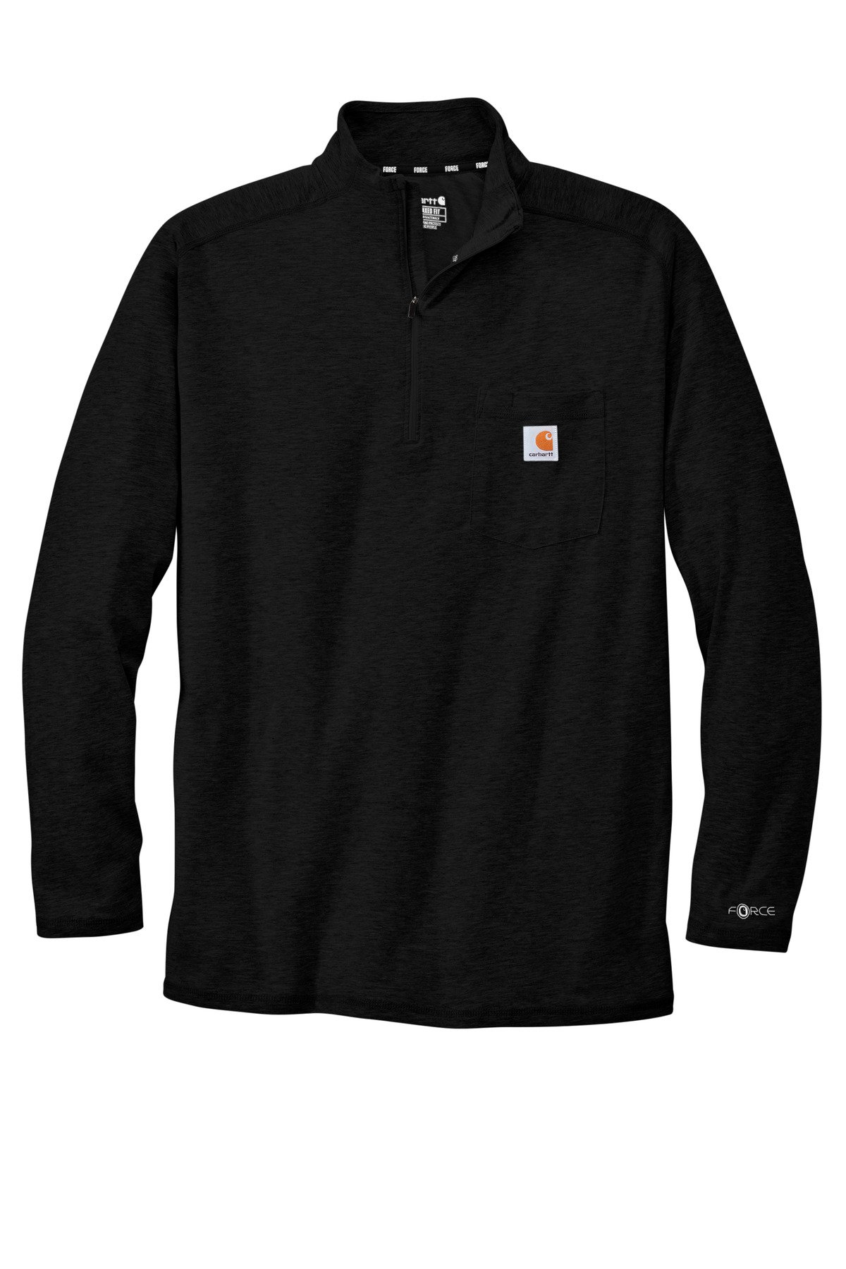 CT104255_black_flat_front Carhartt Force® 1/4-Zip Long Sleeve T-Shirt