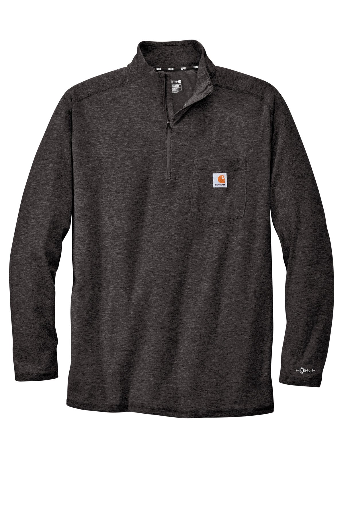 CT104255_carbonheather_flat_front Carhartt Force® 1/4-Zip Long Sleeve T-Shirt