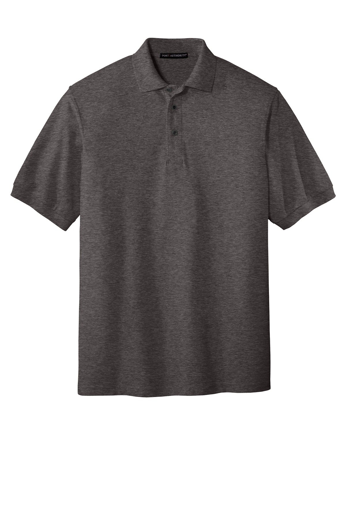 K500ES_charcoalgreyhthr_flat_front Port Authority Extended Size Silk Touch Polo