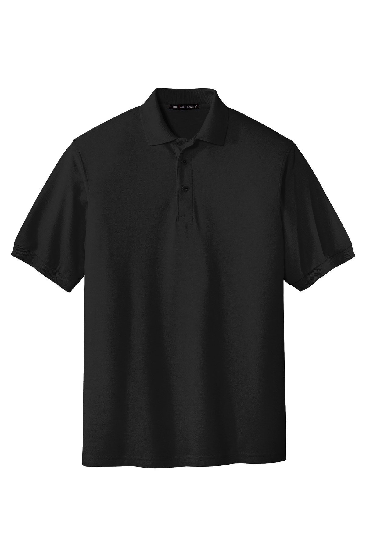 K500_black_flat_front Port Authority Extended Size Silk Touch Polo