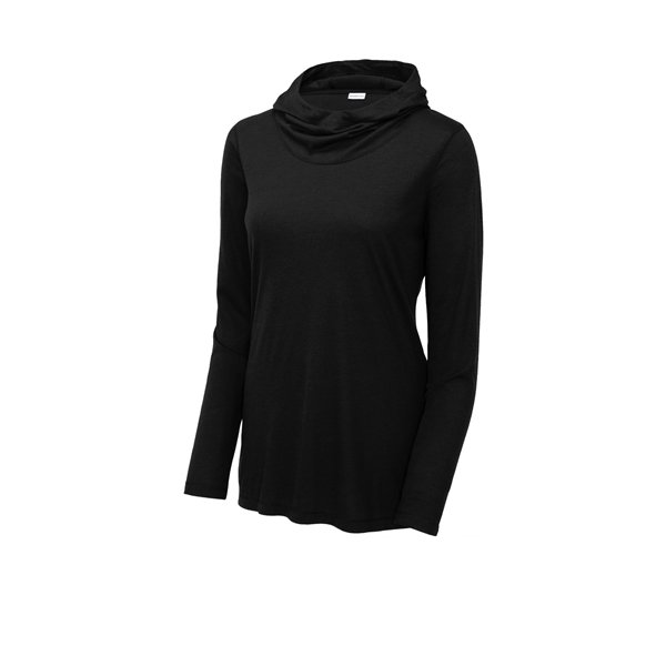 Sport-Tek Ladies PosiCharge Tri-Blend Wicking Long Sleeve.black Sport-Tek Ladies PosiCharge Tri-Blend Wicking Long Sleeve